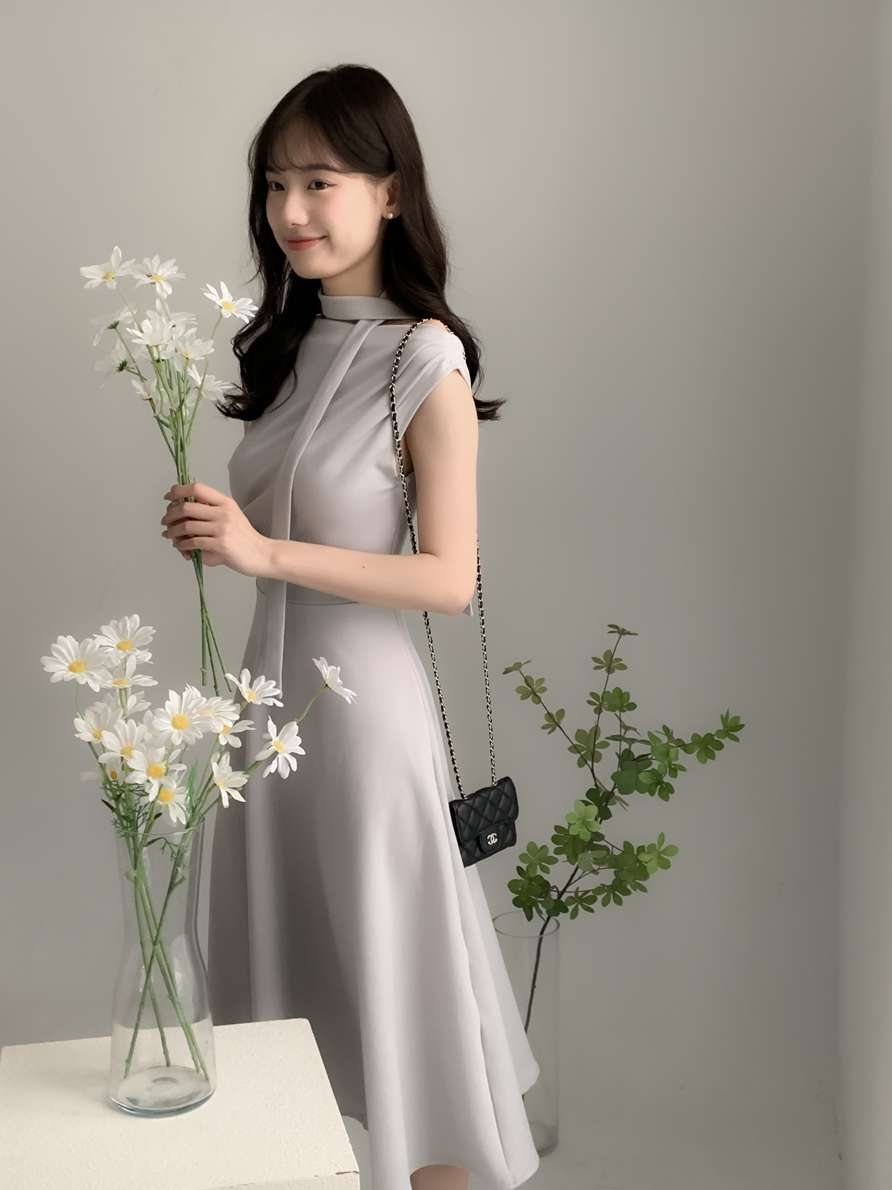 Vienna優雅棉質連身裙( 2 colors ) 附綁帶