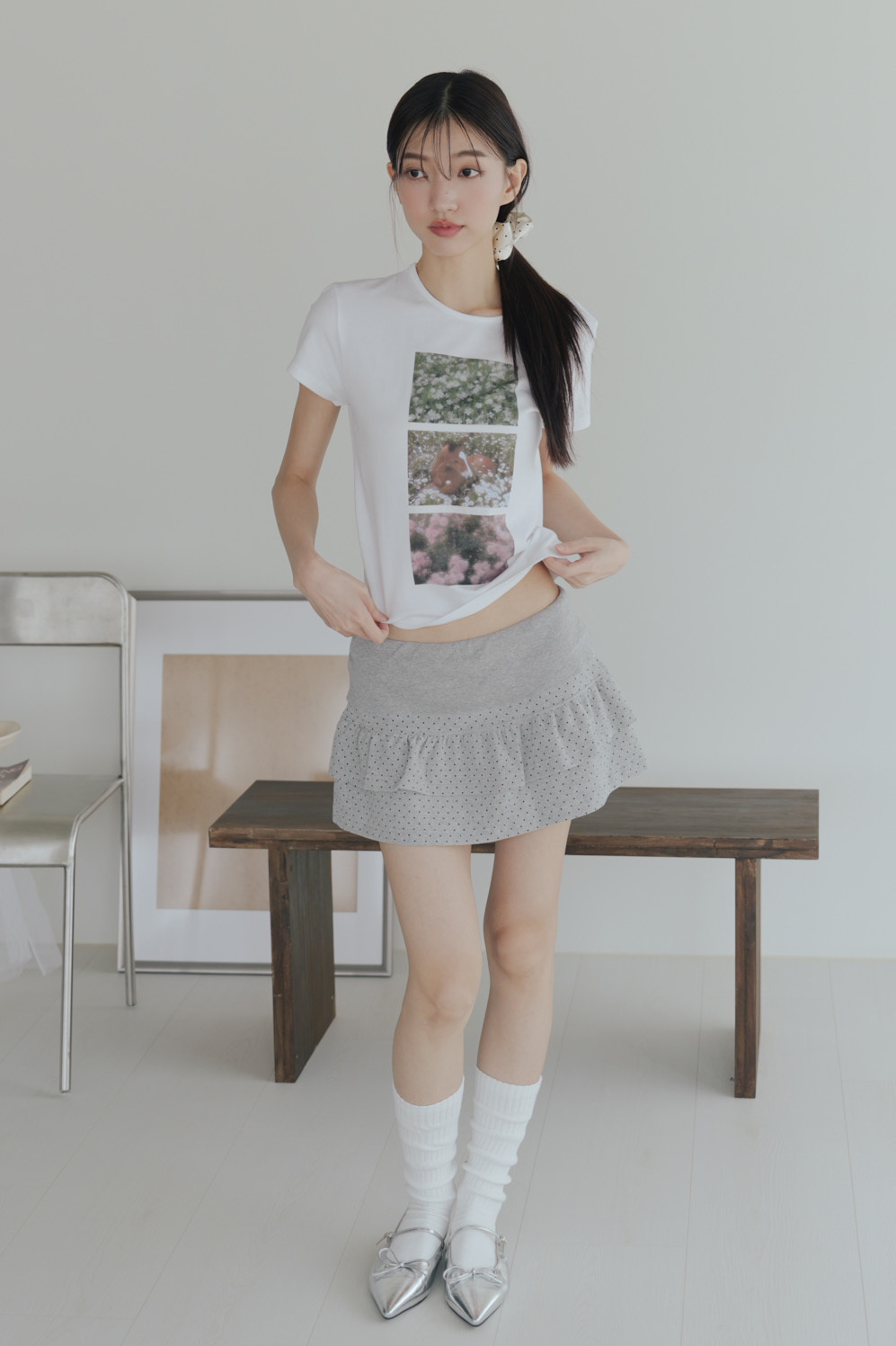 Meaty Polka Dot Tiered Ruffle Skort #褲裙