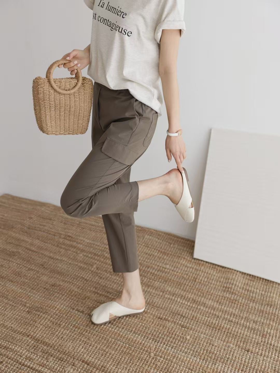 韓國高質爽布彈性西褲~114Y