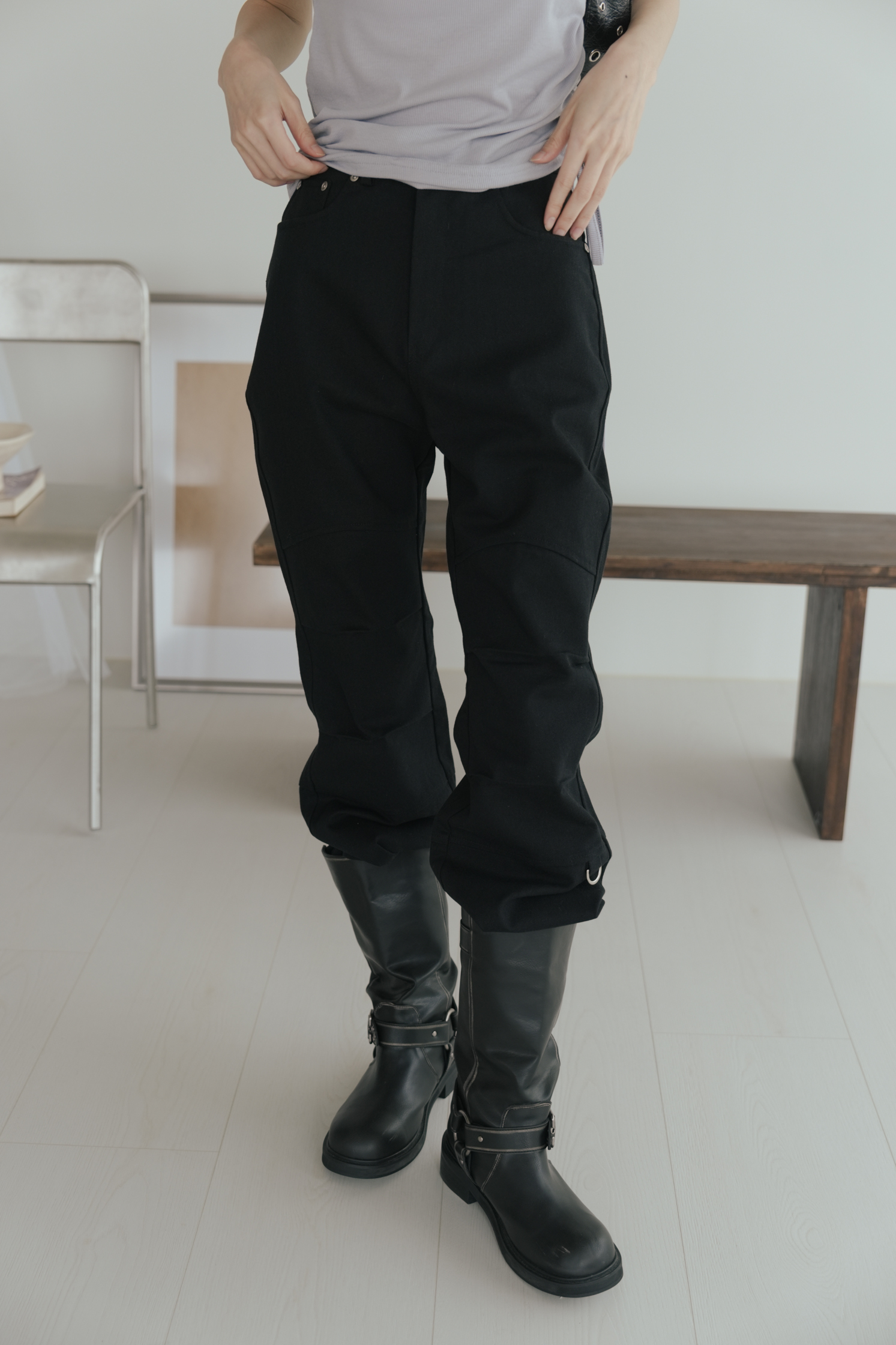 【Hot Sale】Pin Tuck Boot Cut Pants #靴型褲