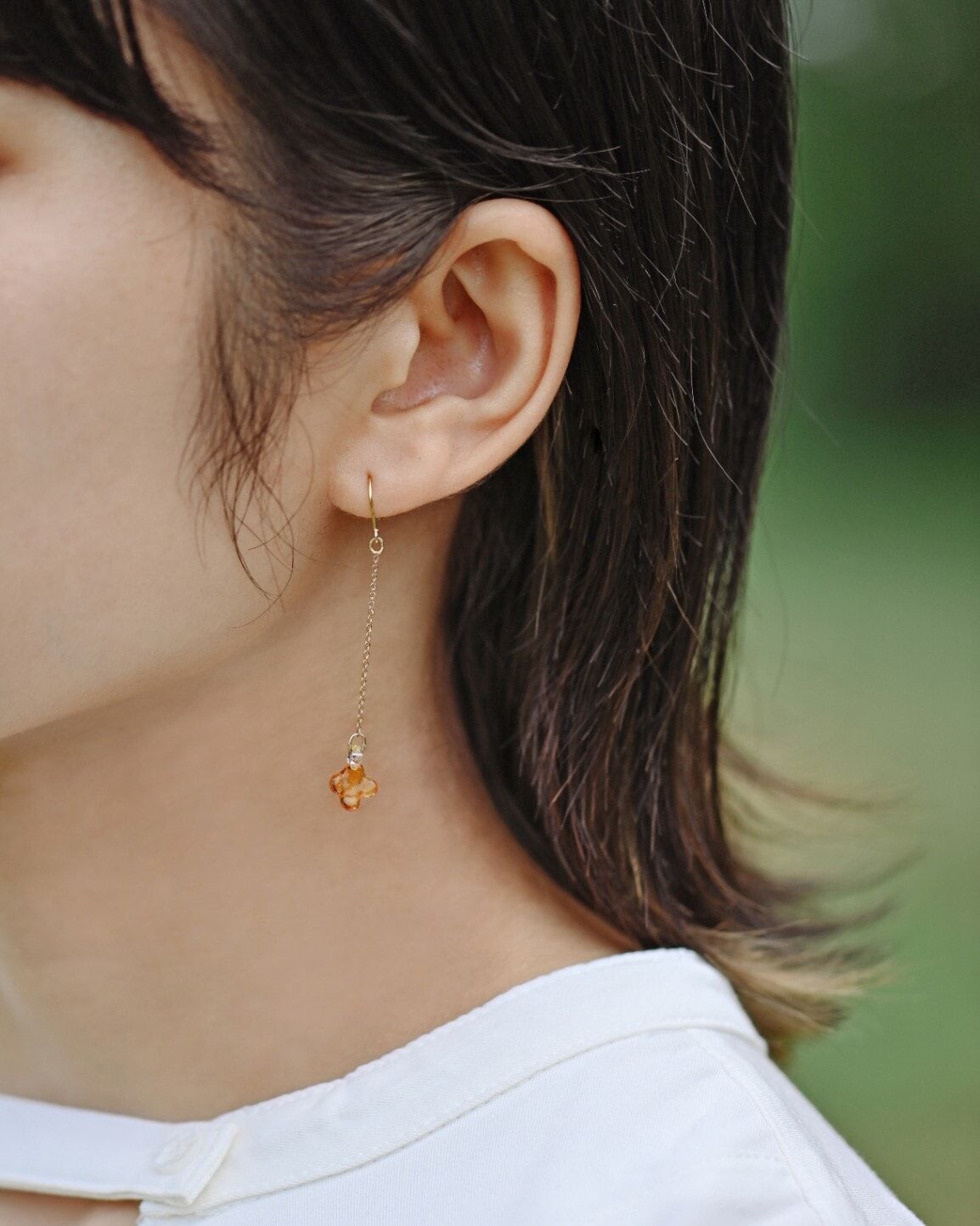 HARIO-LWF-琥珀金木樨手工玻璃耳環(iida傘店聯名)