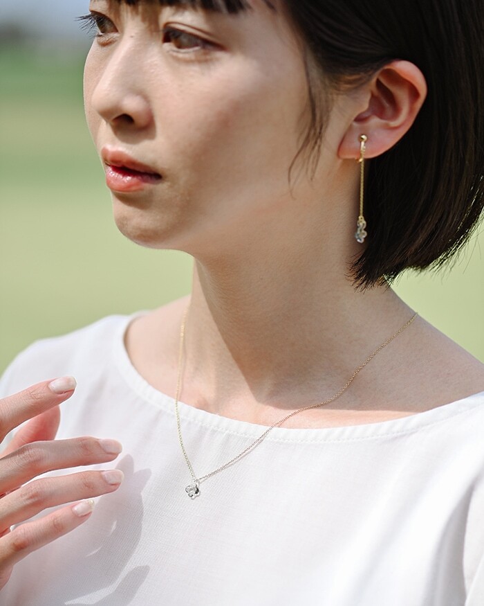 HARIO-LWF-灰色繡球花手工玻璃項鍊(iida傘店聯名)