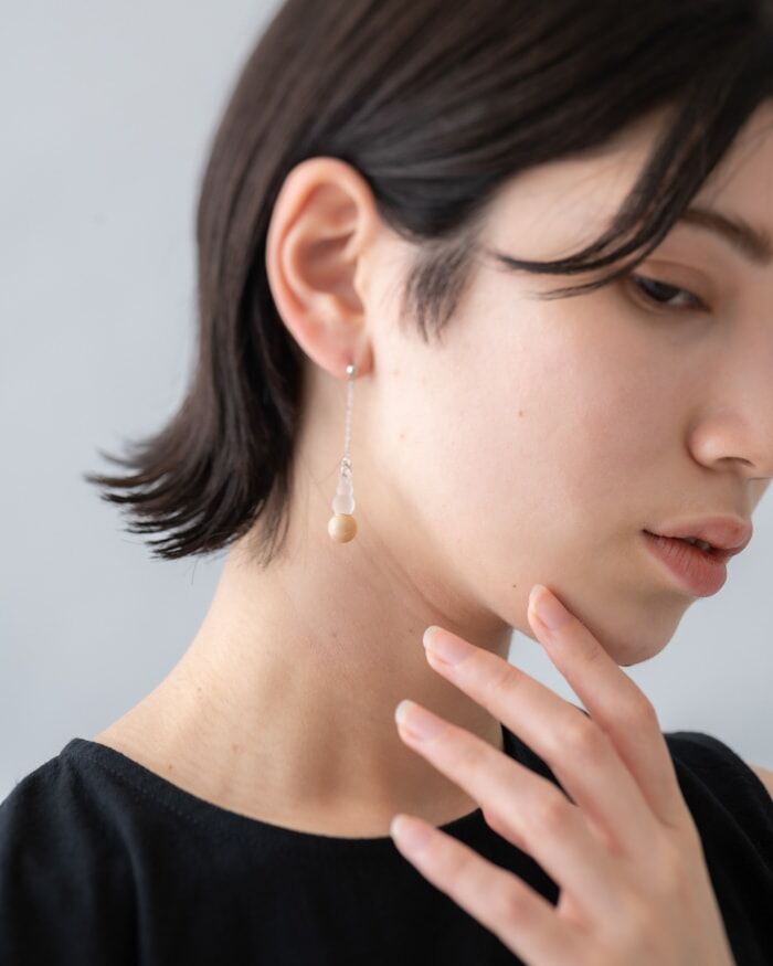 HARIO-LWF - TSURANA 白漆手工玻璃耳環(丸嘉小坂漆器店聯名)