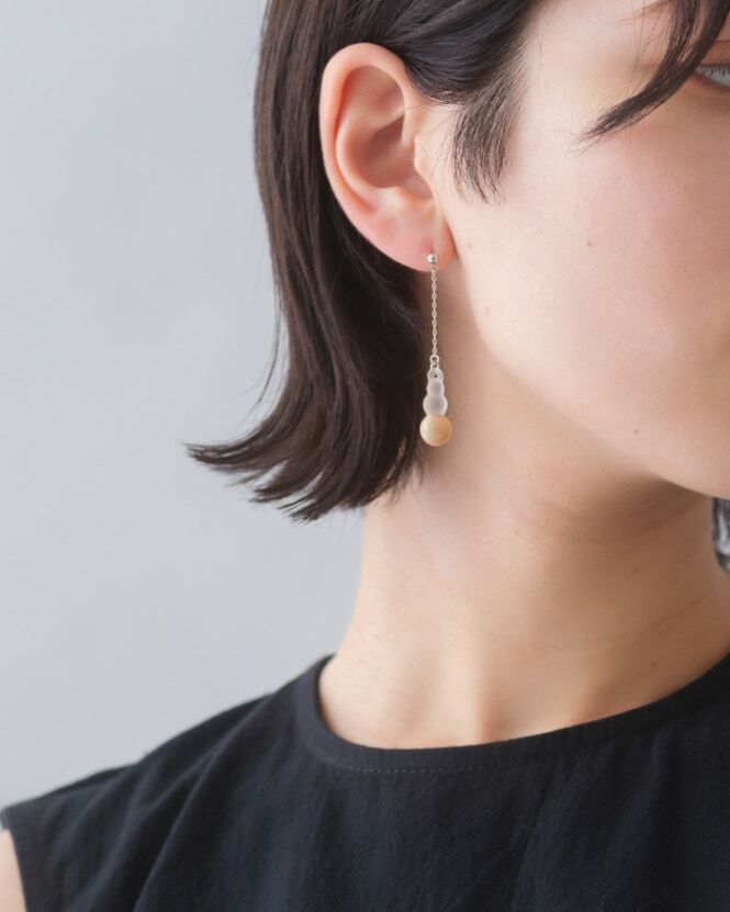 HARIO-LWF - TSURANA 白漆手工玻璃耳環(丸嘉小坂漆器店聯名)