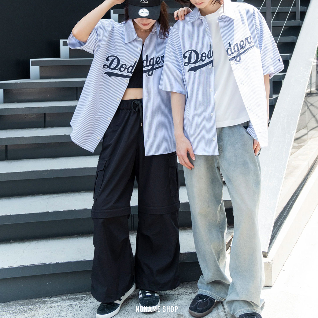 MLB 美國職棒 大聯盟 棒球 條紋 短袖 襯衫 三款 (男款)