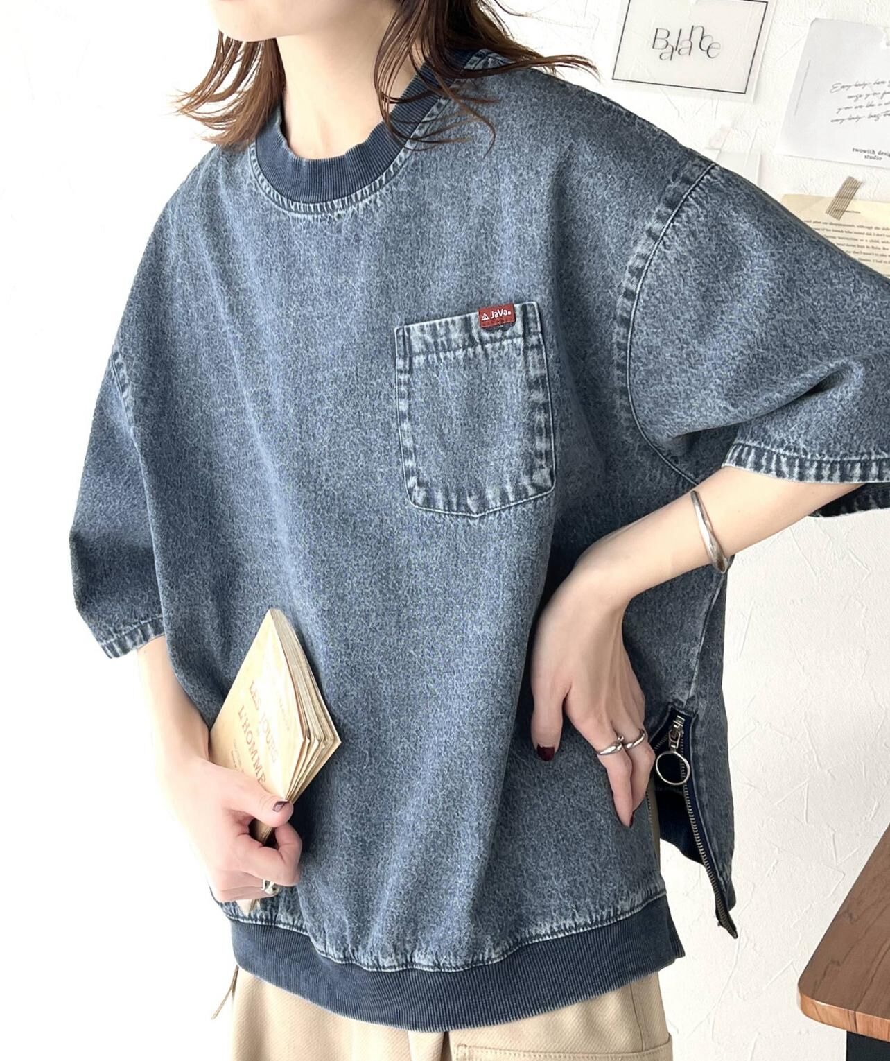 【現貨】JAVA  JN070706 復古感側拉鍊牛仔上衣