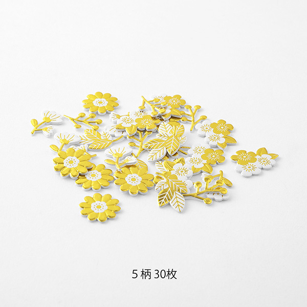 PCM 紙工藝博物館 立體裝飾貼紙 金箔花草｜MIDORI 日本