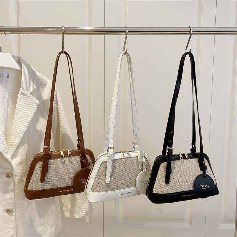 Retro Colorblock Shell-Shaped Shoulder Bag