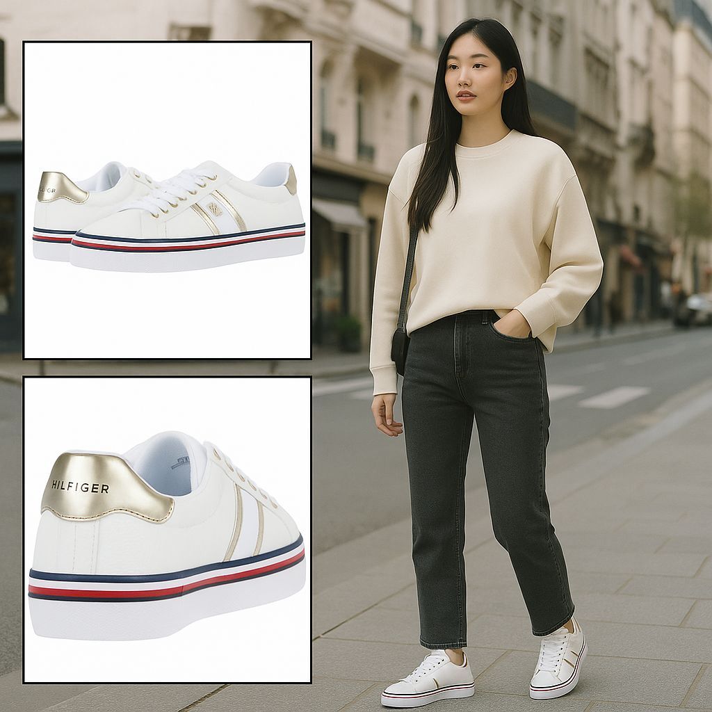 【預購】Tommy Hilfiger LL0705648 金邊小白鞋