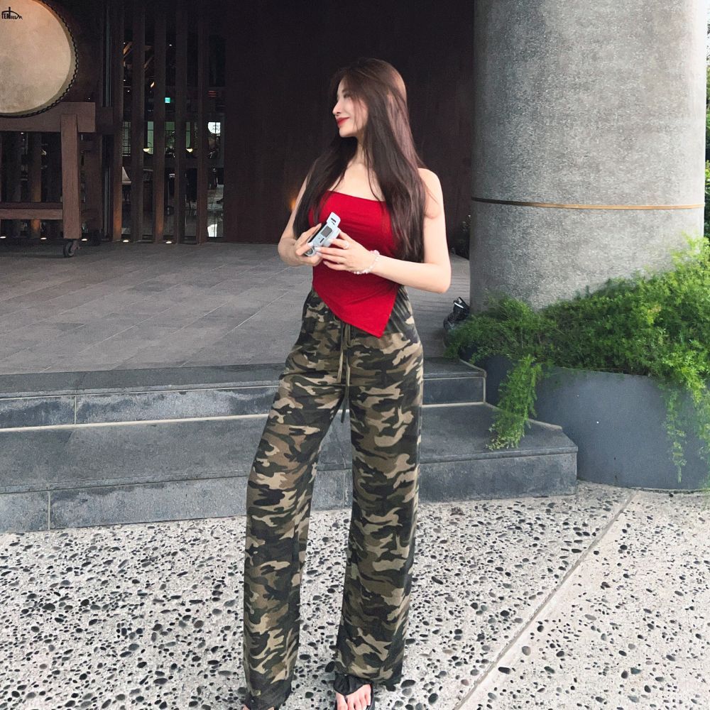 【DOMISS自訂-迷彩棉褲】帥辣迷彩寬褲｜鬆弛街頭感 主打長褲 (現貨)