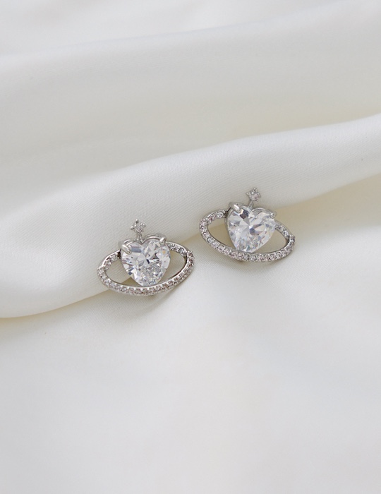 愛戀心球閃耀。夾式耳環