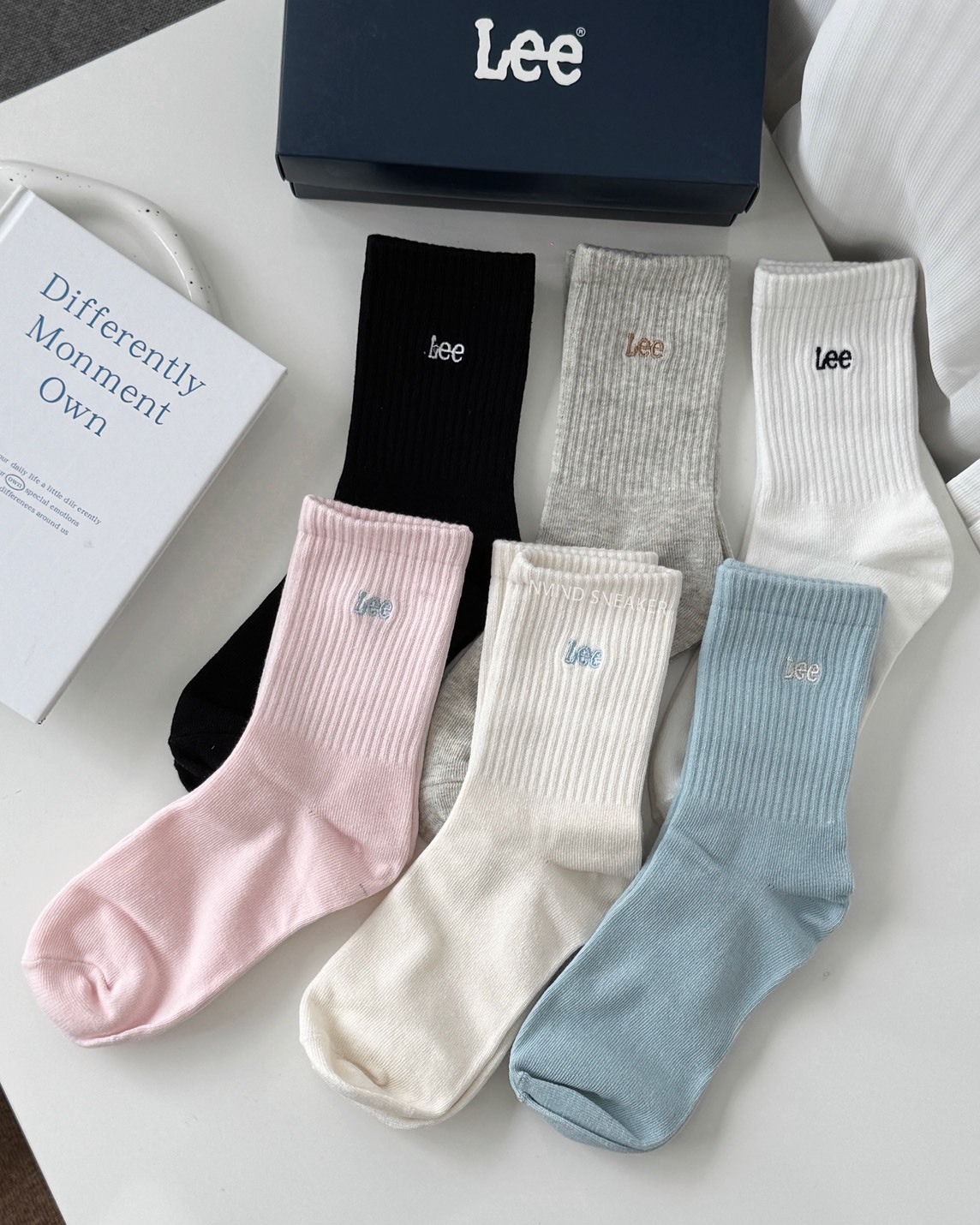 <快速出貨> 🇰🇷韓國限定 LEE 經典LOGO 三入組襪襪禮盒