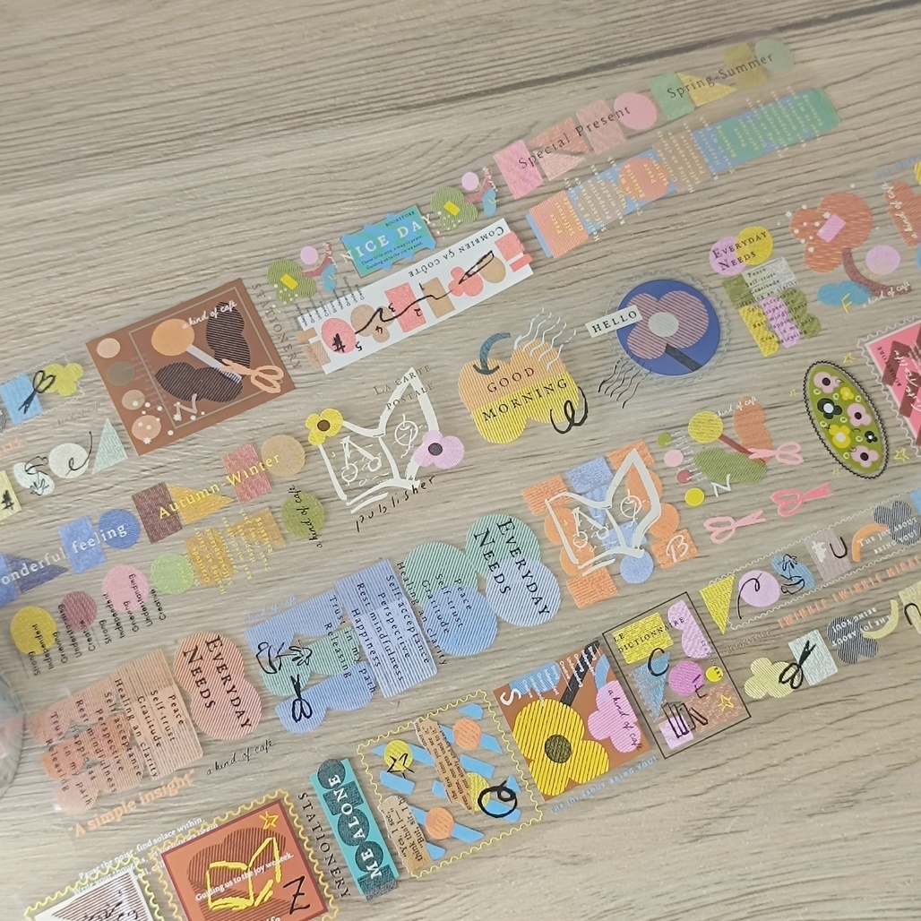 A Kind of cafe什物．快樂元素(新版) 4cm亮面PET膠帶 <整捲/分裝>