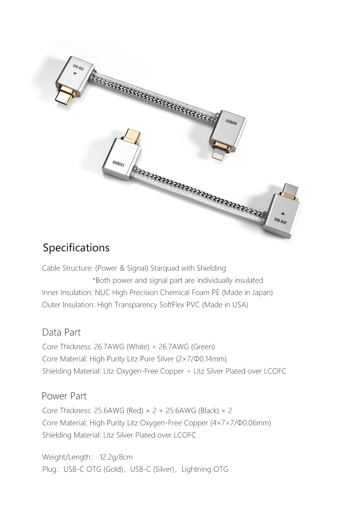 ddHiFi TC09L/MFi09L L-Shaped OTG Cable