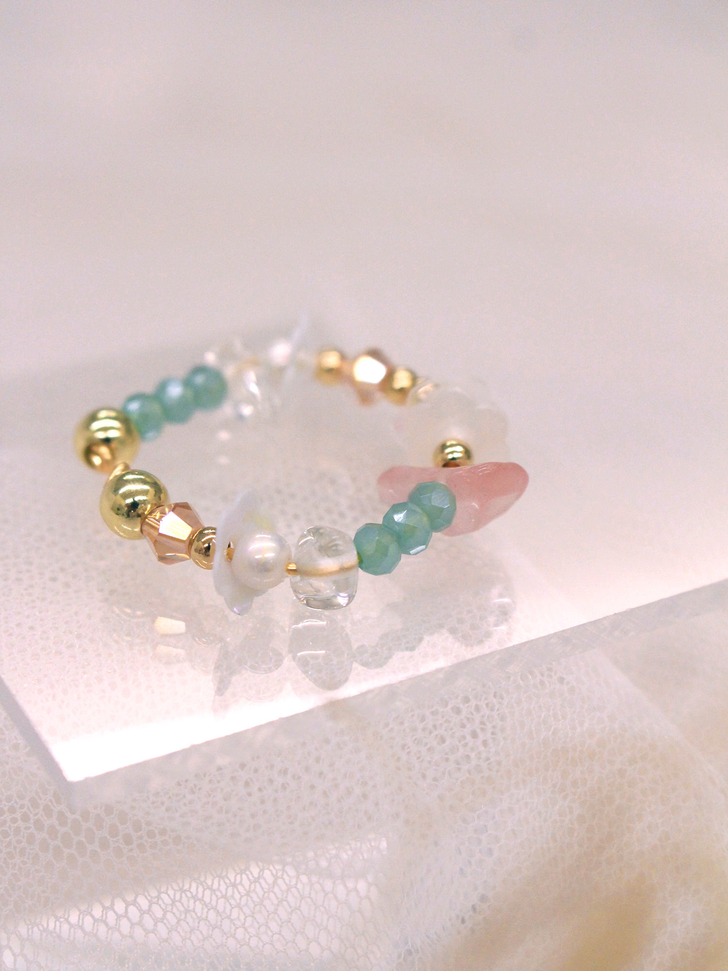 世界喜歡芮比。MUCHAT手作14KGP西瓜晶花花戒指