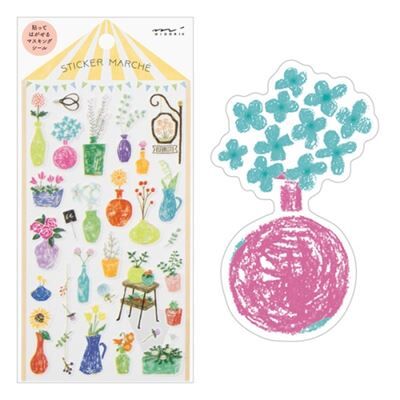 花瓶 水彩 和紙貼紙 霧面 | MIDORI 日本