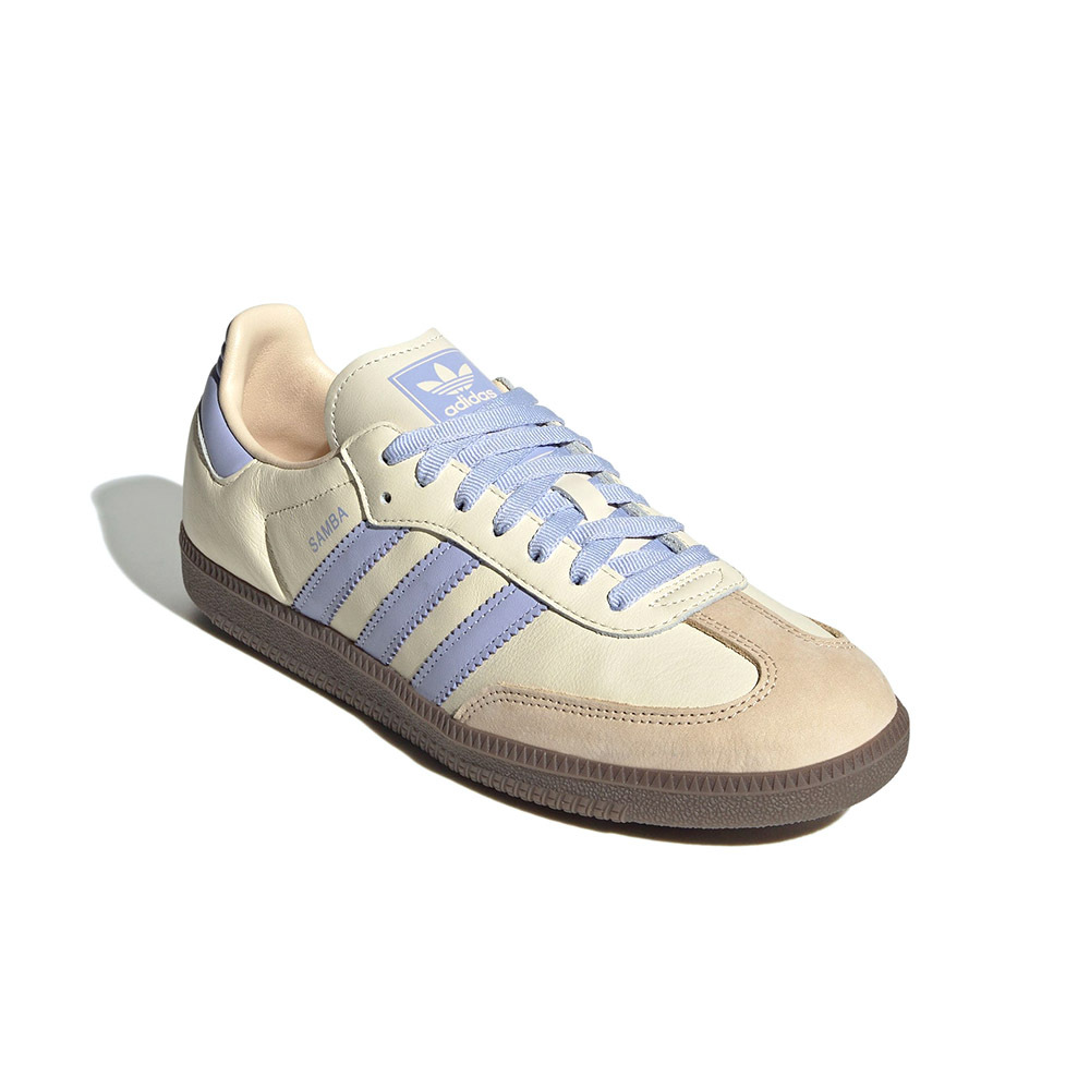 Adidas Samba OG 女鞋 米白紫色 復古 穿搭 皮革 麂皮 舒適 德訓鞋 休閒鞋 JI2678
