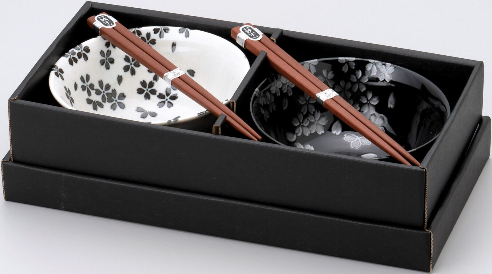 日本美濃燒銀彩櫻瓦碗連筷子套裝15CM (日本製)