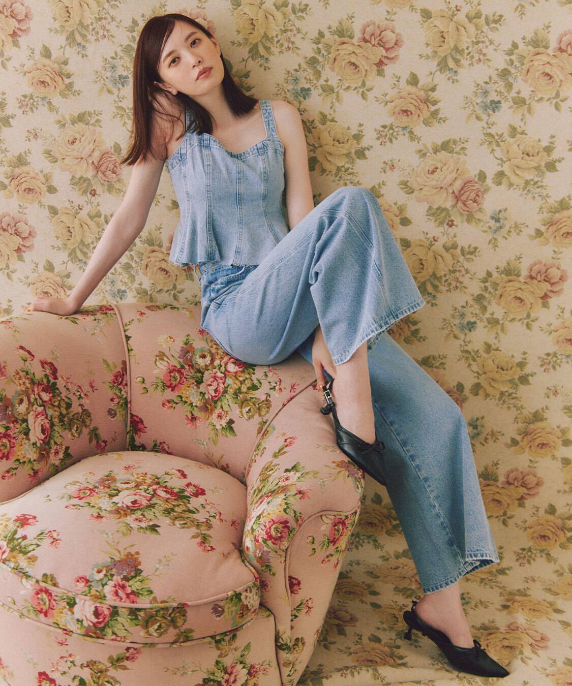 [預購] 折扣 COCO DEAL扭紋縫線寬鬆牛仔褲