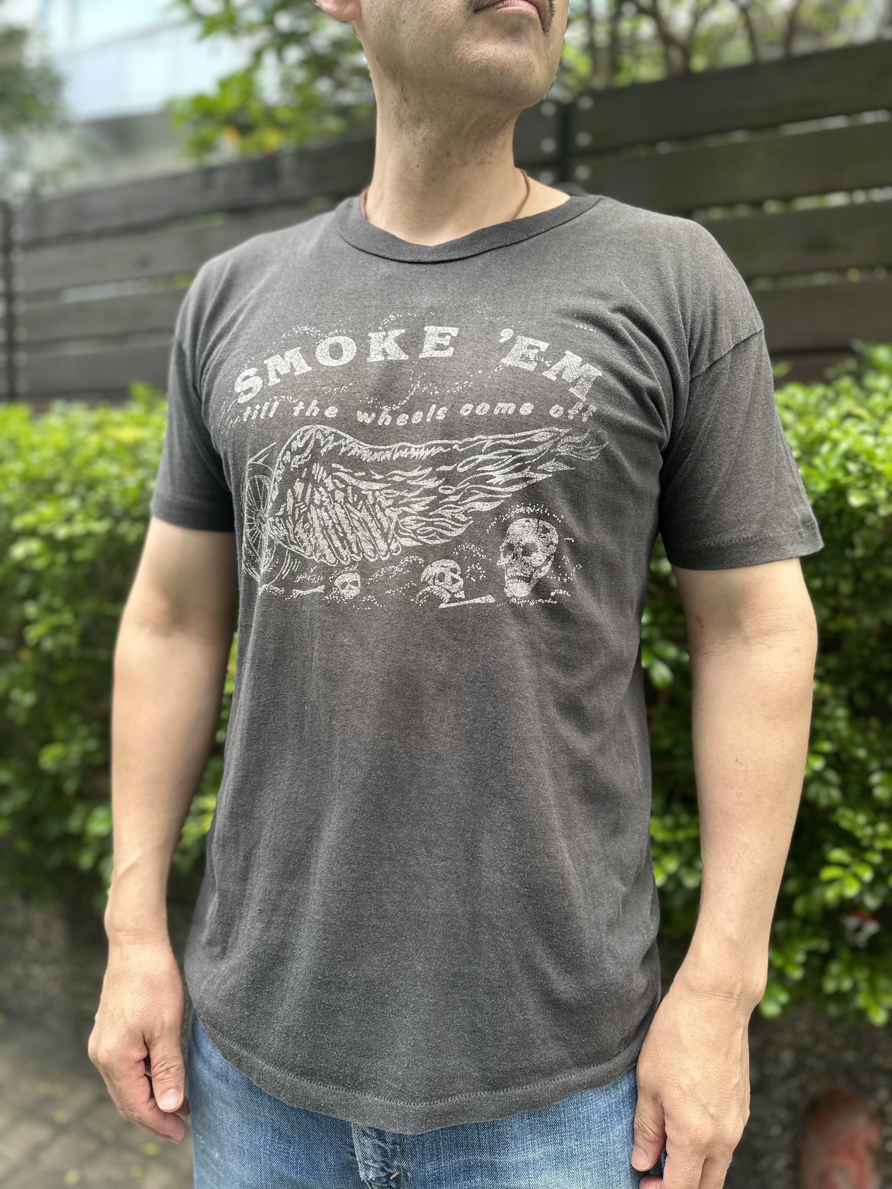 80’s MC MOTORCYCLECustom ShopSkull Print T-Shirt