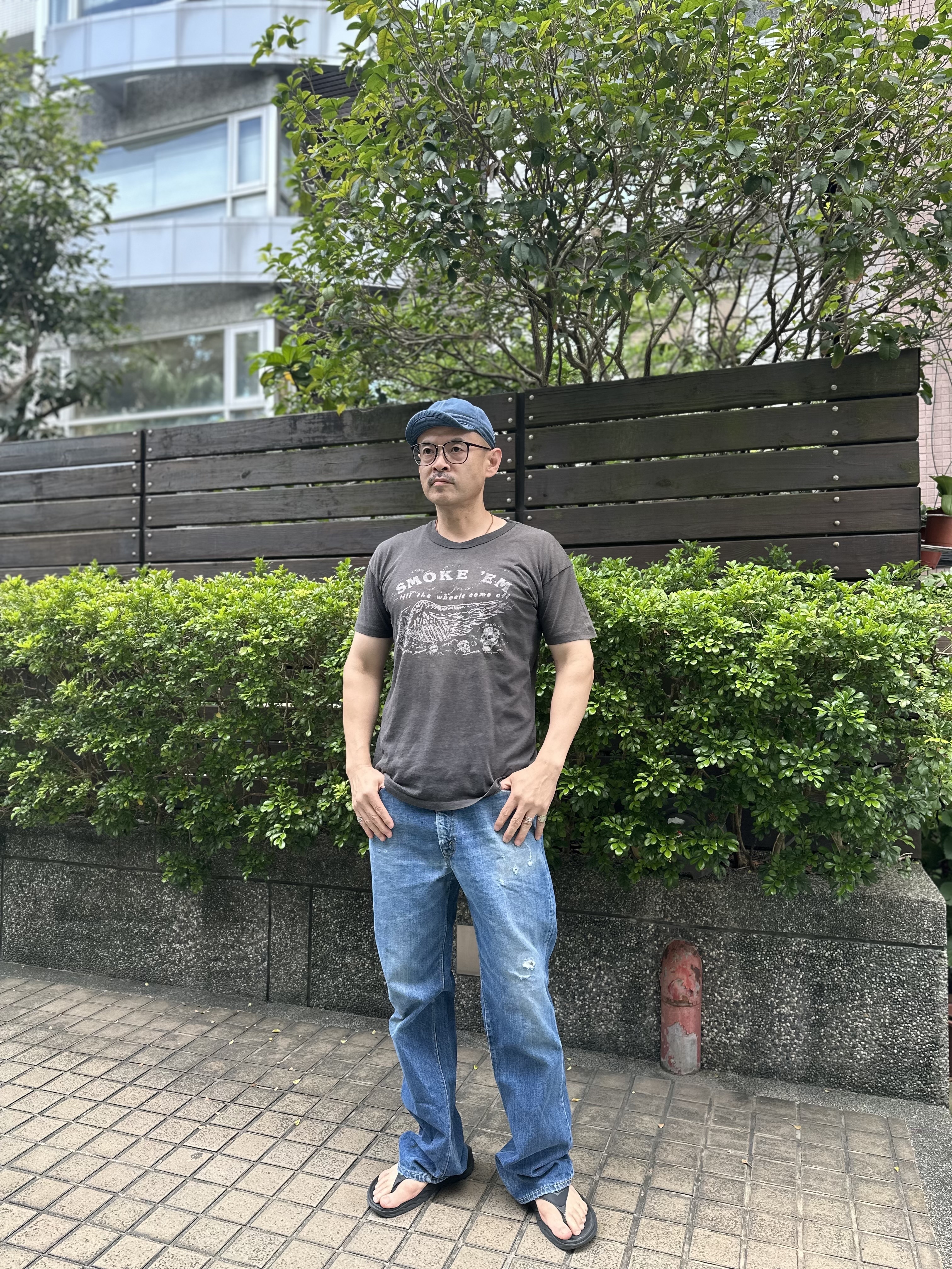 80’s MC MOTORCYCLECustom ShopSkull Print T-Shirt