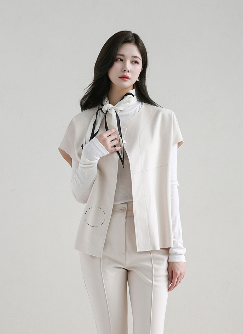 [福利品] 磨毛圓領開襟背心 [ 白色 / Free ]