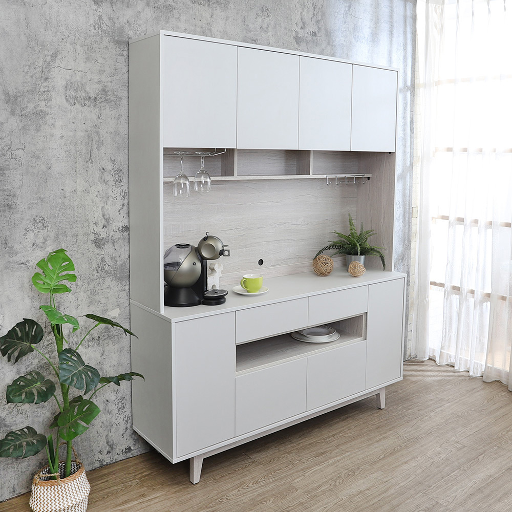 克萊妮5尺收納高餐櫃/碗盤置物櫃/電器櫃(上座+下座)