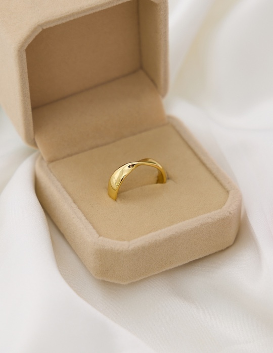 【925純銀】交織永恆可調式戒指(金)