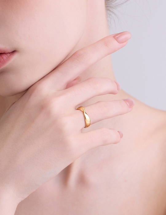 【925純銀】交織永恆可調式戒指(金)