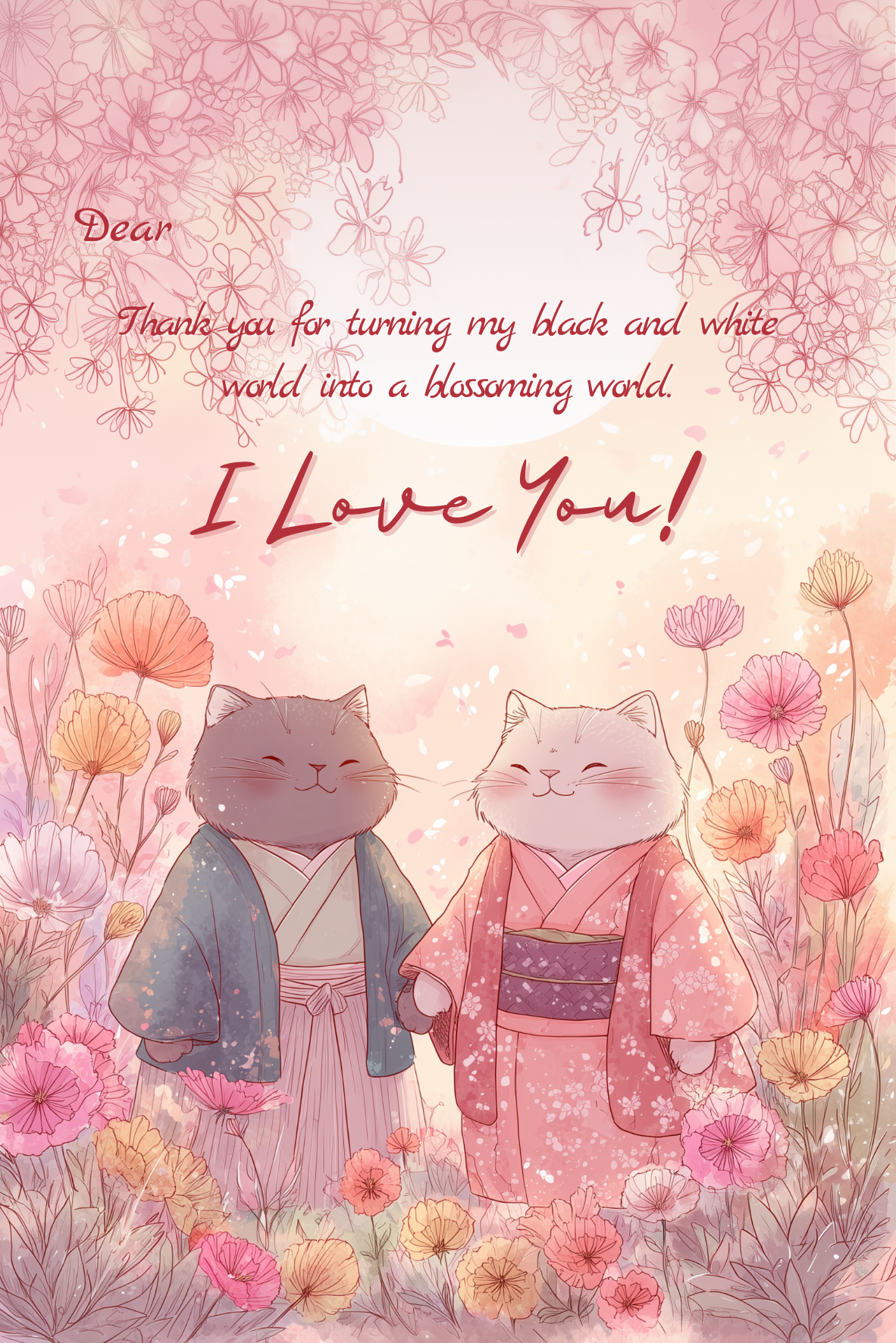 貓咪和服我愛你卡（請於結帳頁加購）