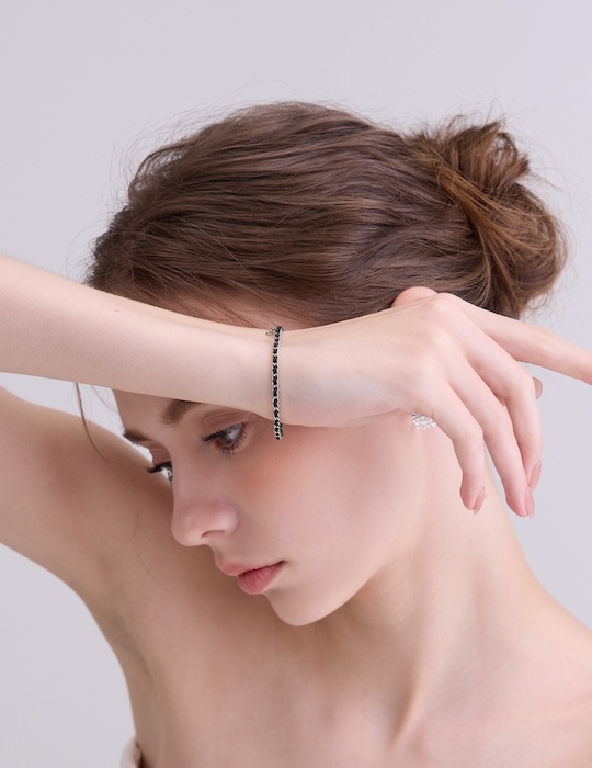 【鈦鋼】小香風編織手鍊(銀)