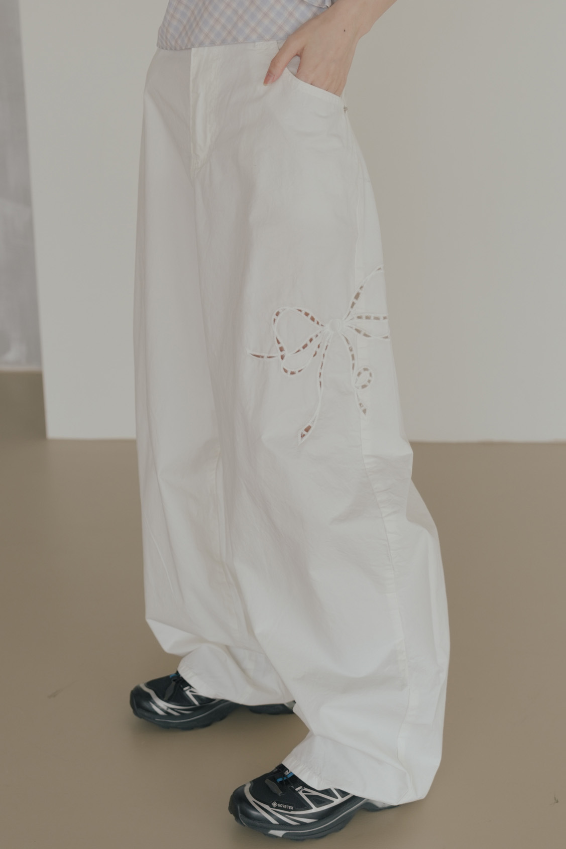 Ribbon-Punched Wide Pants #長褲