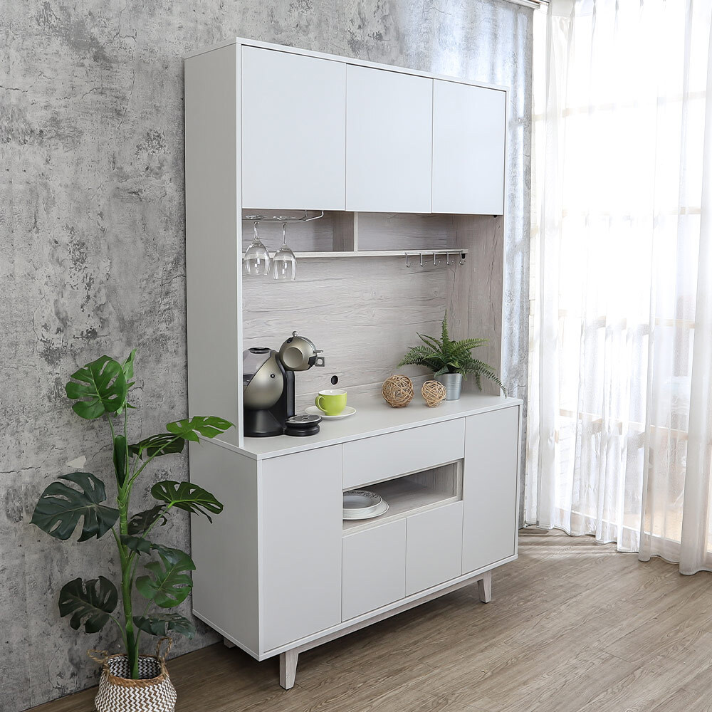 克萊妮4尺收納高餐櫃/碗盤置物櫃/電器櫃(上座+下座)