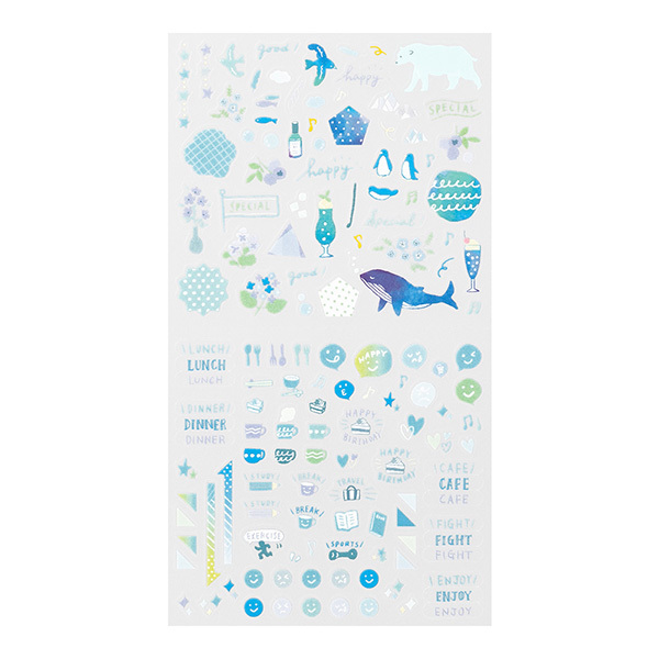 藍色主題 手帳用 貼紙 單色｜MIDORI 日本