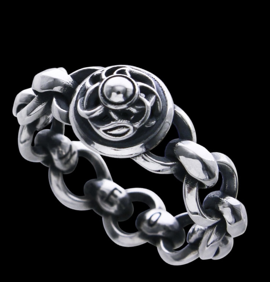 MINI SILK LINK WITH CIRCLE & CRANE DOME RING