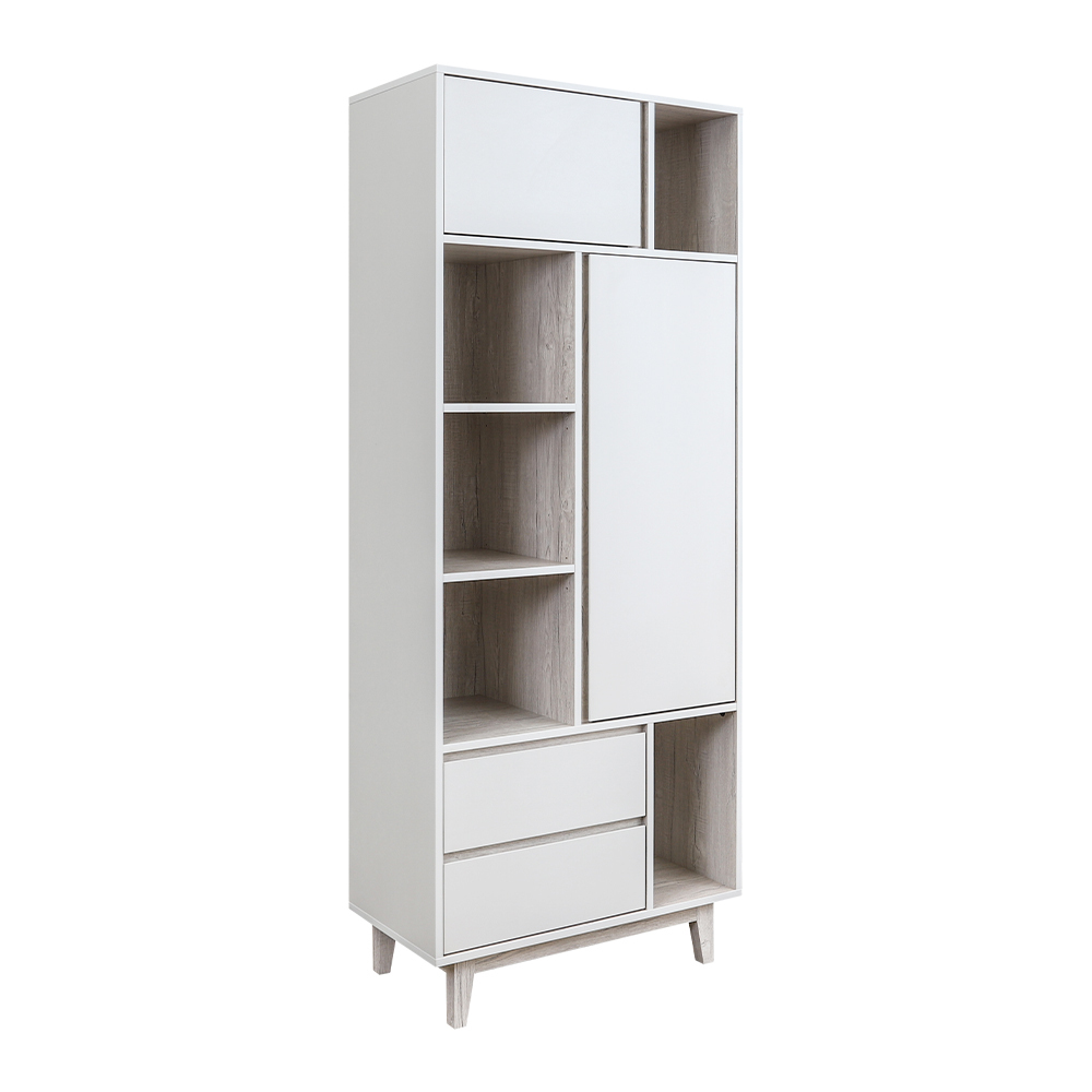 克萊妮2.6尺二門二抽開放式收納書櫃/展示置物櫃