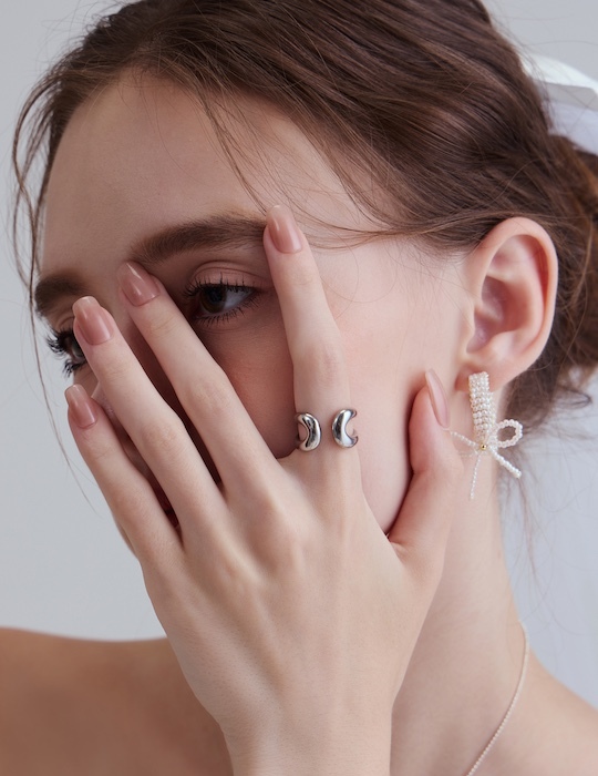 【鈦鋼】極簡雙環可調式戒指(銀)