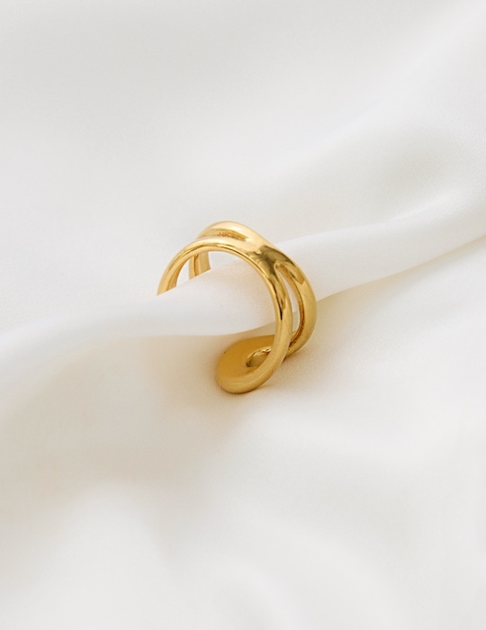 【鈦鋼】極簡雙環可調式戒指(金)