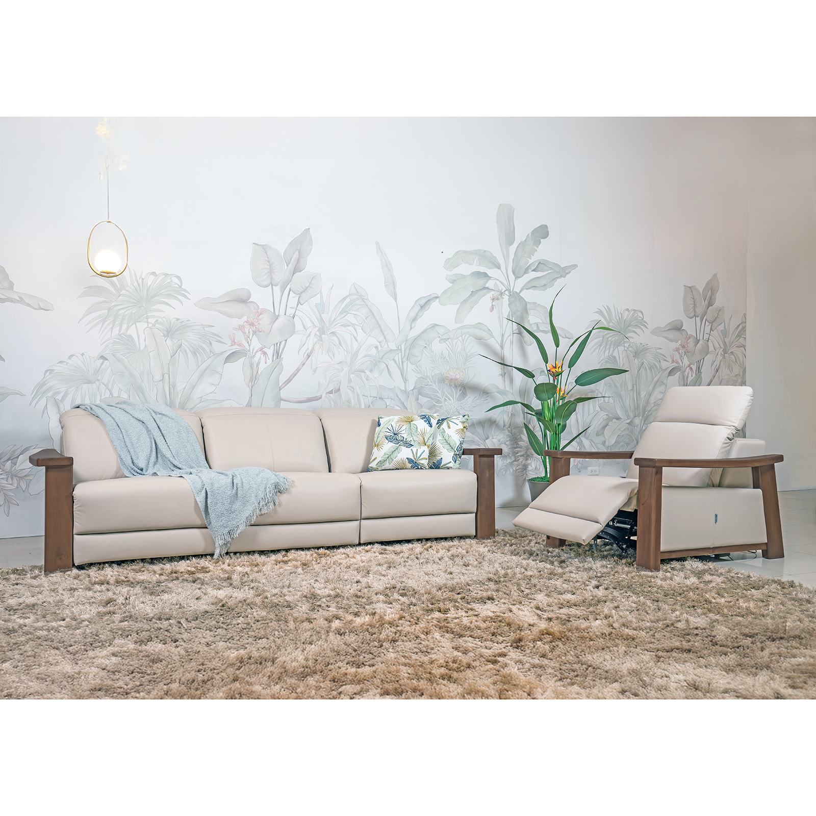 Hide 美胡牛皮電動沙發 - 玄米白〔SF9512SW〕