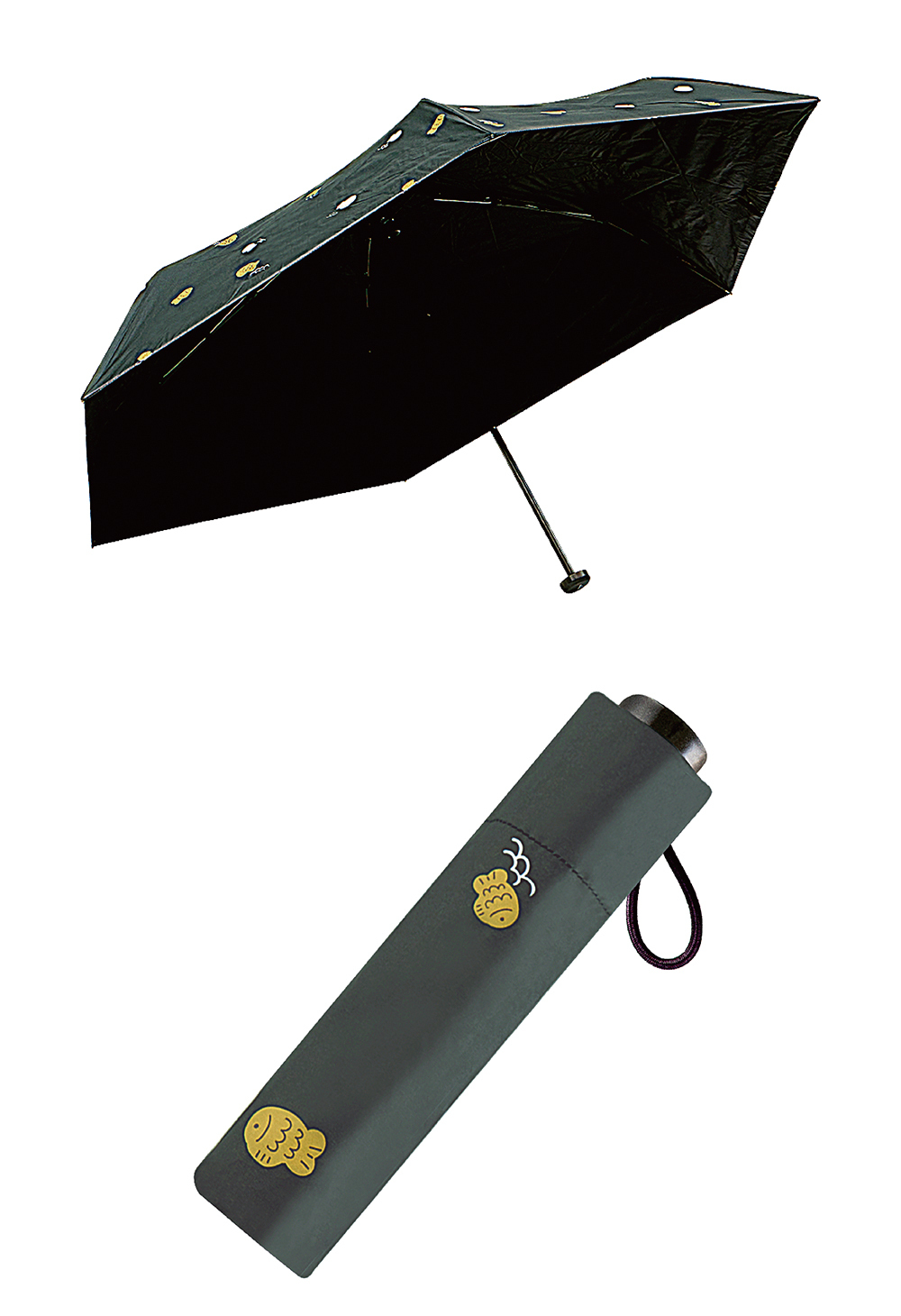 RAINSTORY黑膠降溫手開輕細口紅傘(鯛魚燒)