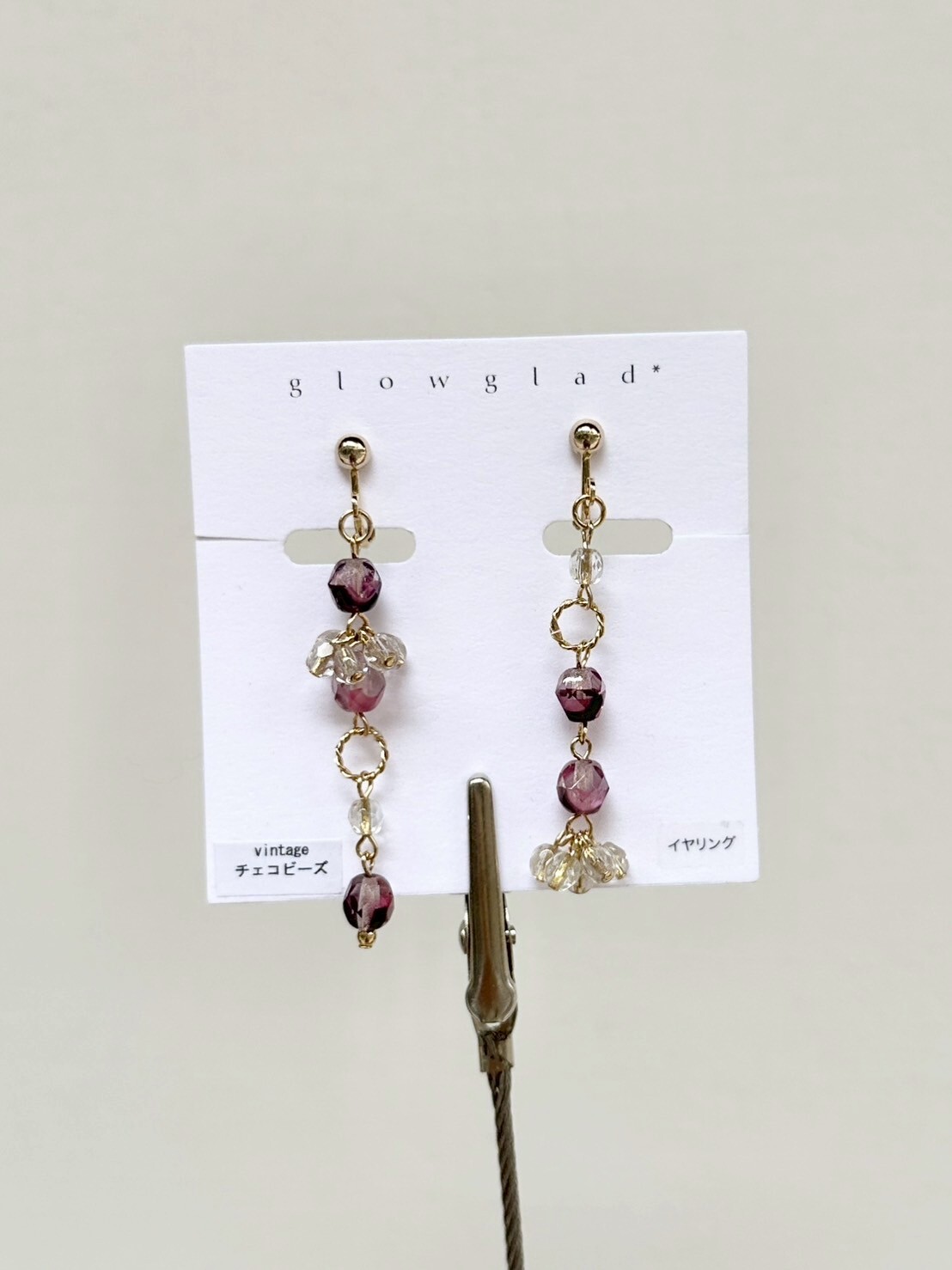 [glowglad] 不對稱復古玻璃耳環 | 耳夾 | NO.24