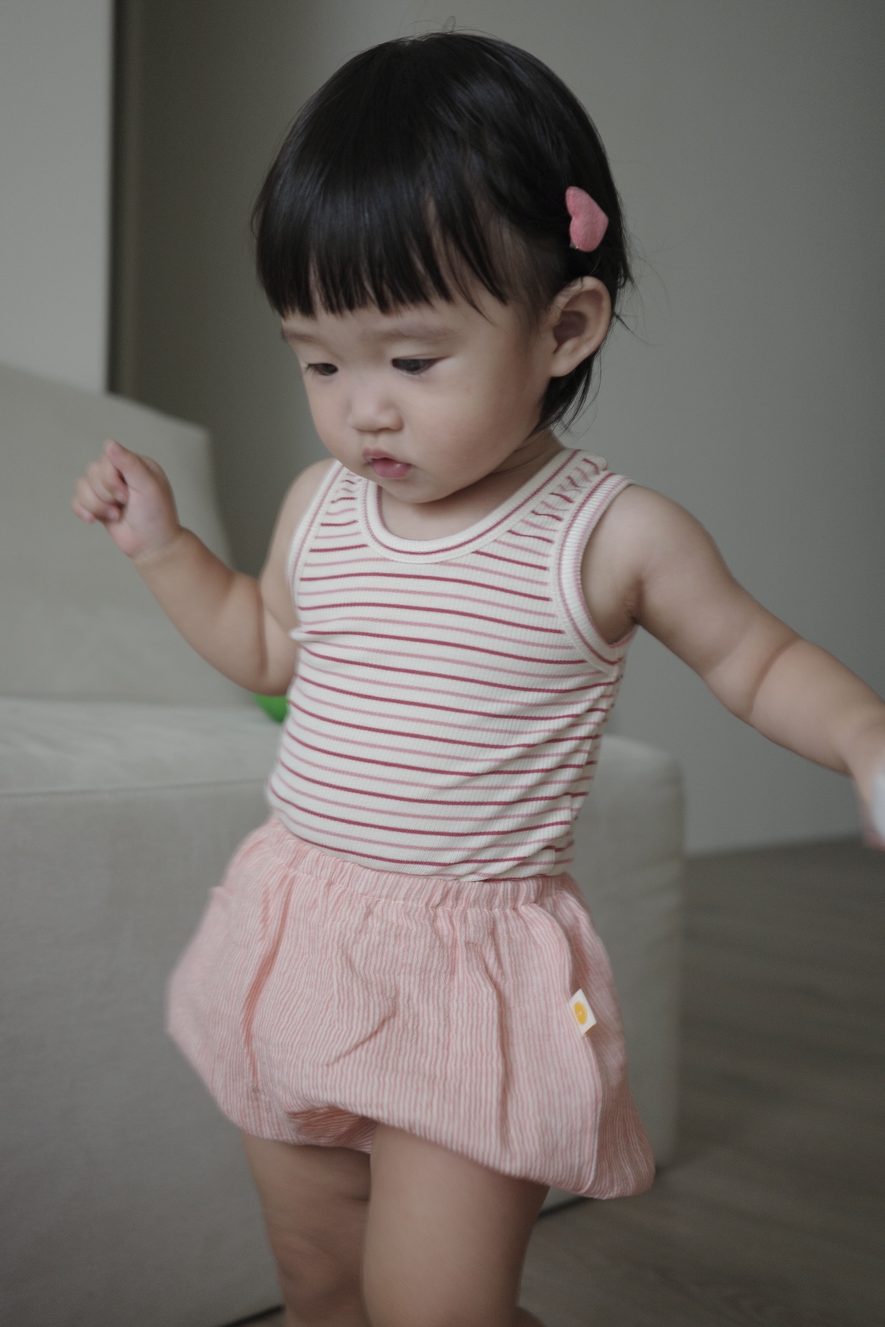 條紋連身褲 (粉色)