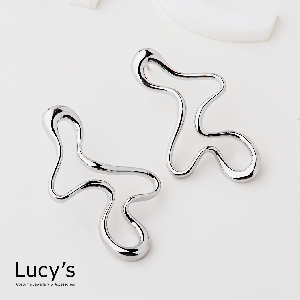 唯美曲線 耳環 (二色) (123738/123739)