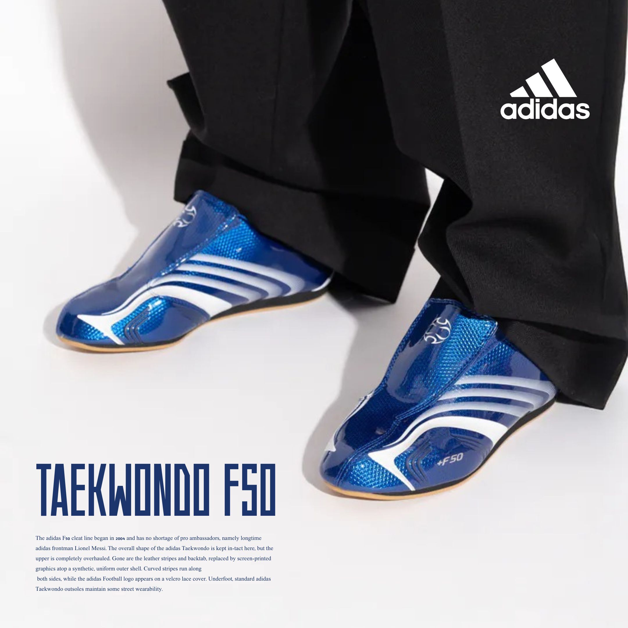 NICEDAY 代購 Adidas Wmns Taekwondo F50 Royal Blue 藍銀 皇家藍 足球鞋 閃電藍 亮面 反光 JS1046