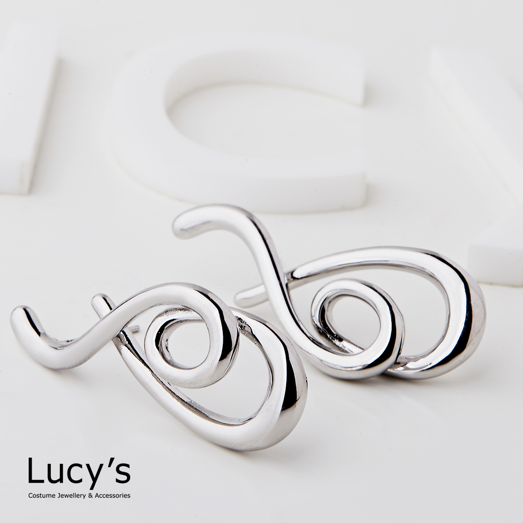 抽象線條 耳環 (二色) (123813/123814)