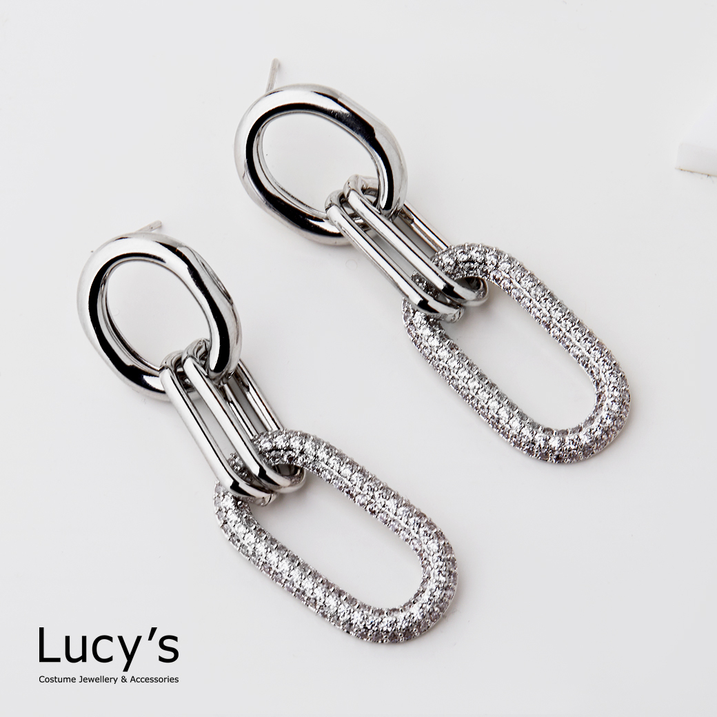 鑲鑽練扣 耳環 (二色) (122105/122106)