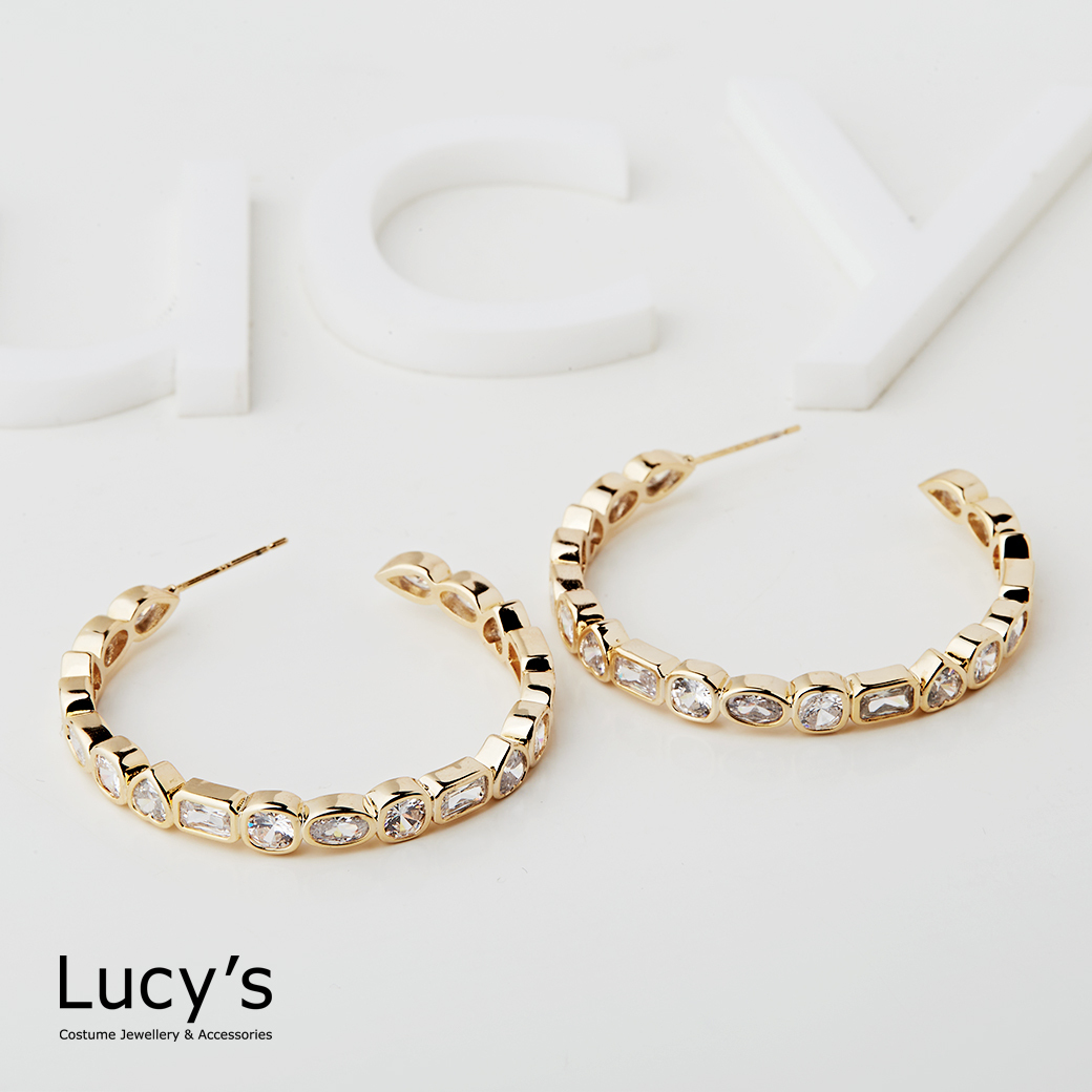 幾何排序 C圈耳環 (二色) (123604/123605)