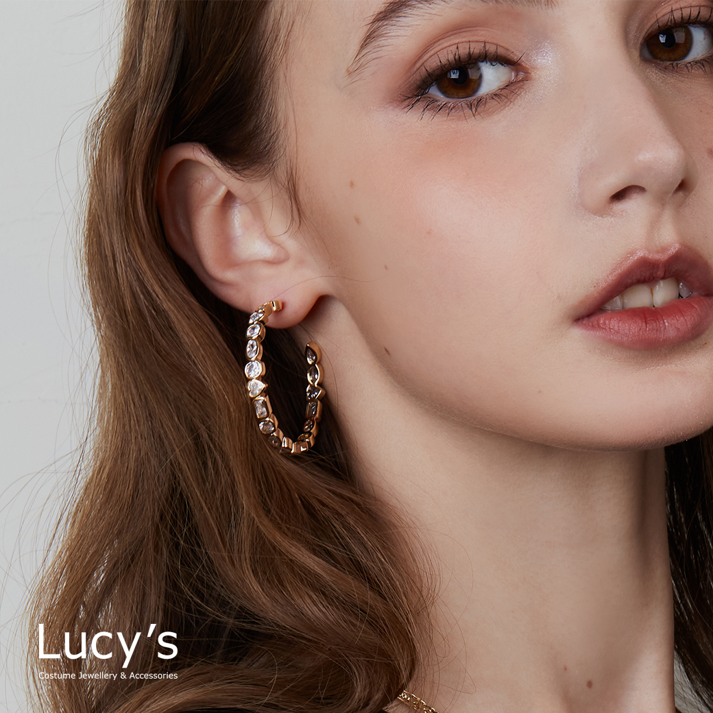 幾何排序 C圈耳環 (二色) (123604/123605)