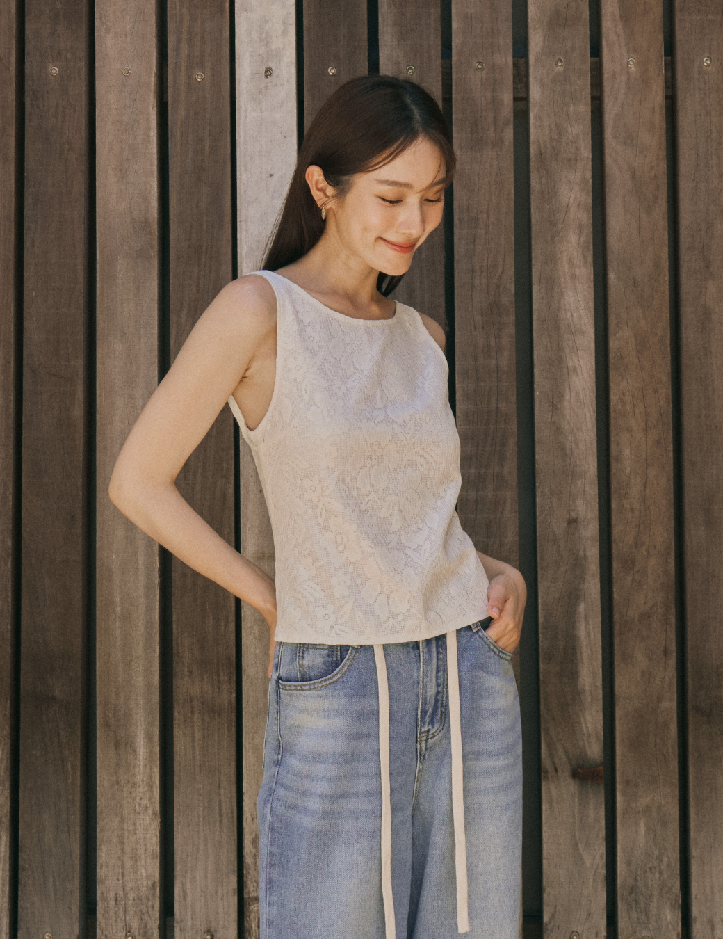 提花綁繩露背背心（3尺寸）