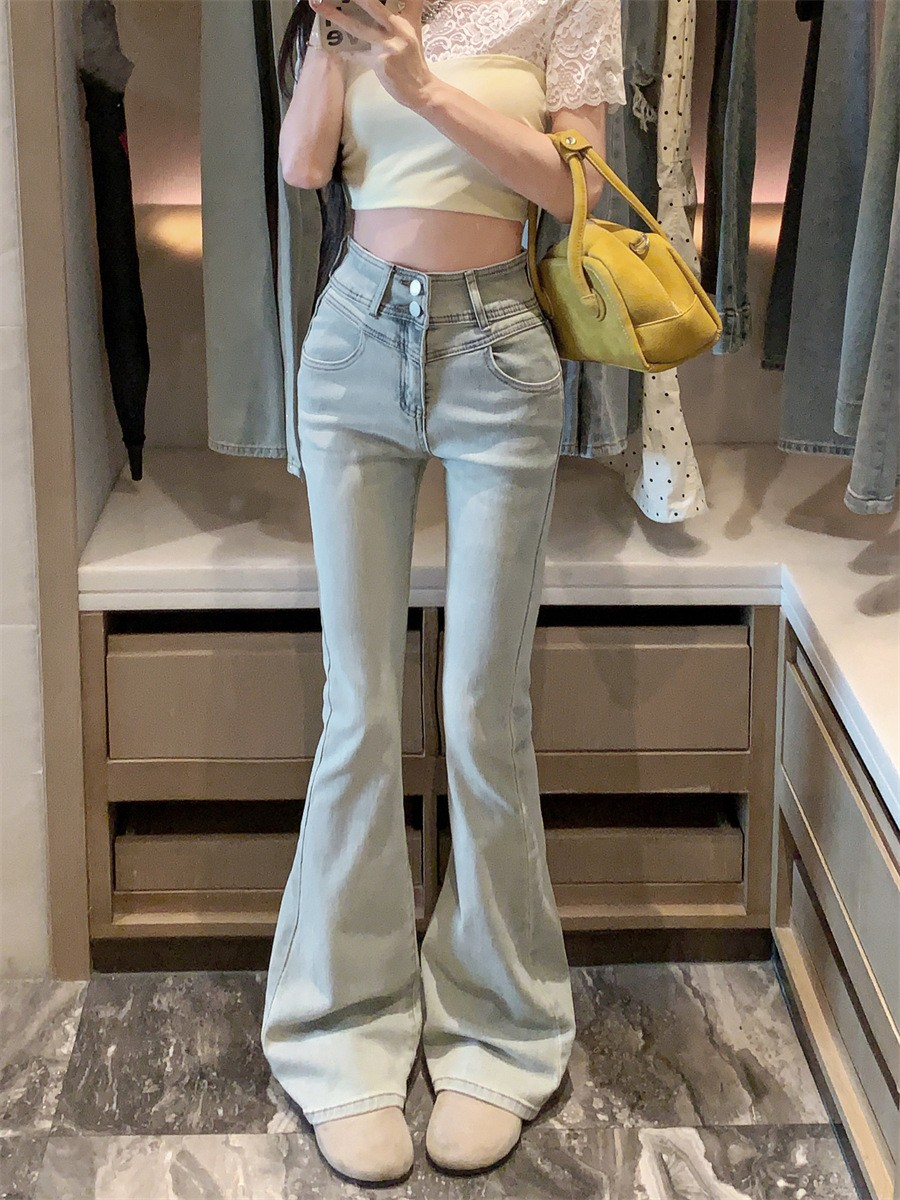 Bow-Tie Detail Slight Flared Denim Jeans